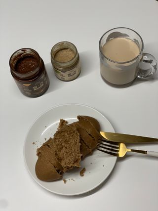 진테이블 발.견 스프레드  오리지널믹스 90g + 카카오스윗믹스 90g 2종 세트 — 4점을 준 리뷰어가 2022년 8월 올린 사용 사진