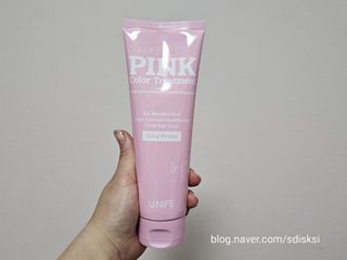 [유니프] 헤어 샤이니 핑크 컬러 트리트먼트240g — 5점을 준 리뷰어가 2023년 11월 올린 사용 사진