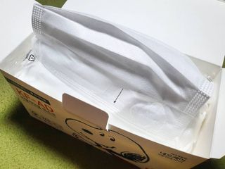 JHWORLD 스누피 마스크 정품 스누피 KF-AD 국내 비말차단 아동용 성인용 일회용 덴탈마스크 50매 — 5점을 준 리뷰어가 2021년 6월 올린 사용 사진