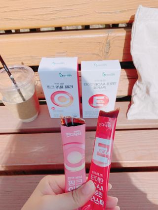 인디닥터 면역 생생 핑크 이뮨 젤리 + 타이탄 BCAA 프로틴 젤리스틱 — 5점을 준 리뷰어가 2022년 3월 올린 사용 사진