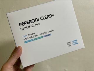 페페로니 2종 세트 클린플러스 덴탈껌 치킨+덕 — 5점을 준 리뷰어가 2021년 8월 올린 사용 사진