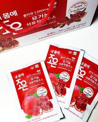 농업회사법인조은 유기농 석류 NFC 착즙주스 70ml 30포 — 5점을 준 리뷰어가 2021년 10월 올린 사용 사진