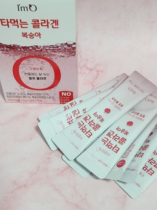 [음료수 대신 가능!]  빠르게 흡수되는 아임오 타먹는 콜라겐 1박스 — 5점을 준 리뷰어가 2023년 3월 올린 사용 사진