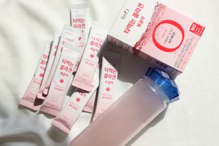 [음료수 대신 가능!]  빠르게 흡수되는 아임오 타먹는 콜라겐 1박스 — 4.5점을 준 리뷰어가 2023년 3월 올린 사용 사진