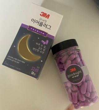 3M 소음방지 수면 귀마개 굿나잇 이어플러그 오렌지/퍼플 50쌍 — 5점을 준 리뷰어가 2023년 7월 올린 사용 사진