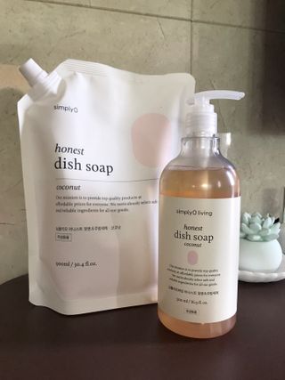 심플리오리빙 어니스트 주방세제 본품 500ml + 리필 900ml (코코넛향) — 5점을 준 리뷰어가 2022년 6월 올린 사용 사진