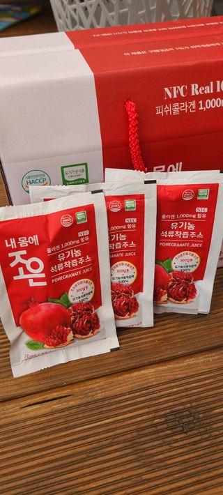 농업회사법인조은 유기농 석류 NFC 착즙주스 70ml 30포 — 5점을 준 리뷰어가 2021년 10월 올린 사용 사진