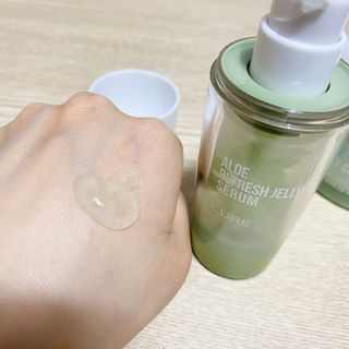 김정문알로에 큐어 큐어 알로에 리프레쉬 젤리 세럼, 큐어 알로에 하이드로 젤리 크림 — 4.5점을 준 리뷰어가 2021년 4월 올린 사용 사진