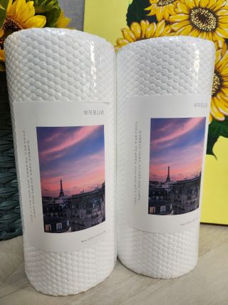 부직포나라 중금속유해물질ZERO 뜯어쓰는 주방 일회용수세미 60매 2매 — 5점을 준 리뷰어가 2022년 11월 올린 사용 사진