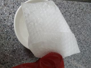 부직포나라 중금속유해물질ZERO 뜯어쓰는 주방 일회용수세미 60매 2매 — 5점을 준 리뷰어가 2022년 9월 올린 사용 사진