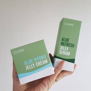 김정문알로에 큐어 큐어 알로에 리프레쉬 젤리 세럼, 큐어 알로에 하이드로 젤리 크림 — 5점을 준 리뷰어가 2021년 4월 올린 사용 사진
