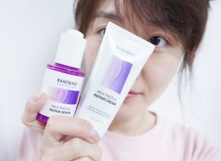 바노바기 코스메틱 바노바기 밀크 씨슬 리페어 세럼 30ml & 크림 50ml — 5점을 준 리뷰어가 2024년 4월 올린 사용 사진