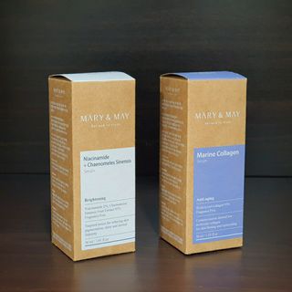 마리엔메이 히알루로닉스 세럼 ,나이아신아마이드 모과 세럼, 마린콜라겐 세럼, 청귤 흰목이버섯 추출물 세럼 — 5점을 준 리뷰어가 2021년 10월 올린 사용 사진