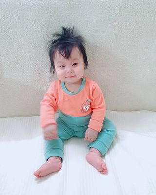 유비맘 캔디팡팡 내의/내복 상하 세트 — 5점을 준 리뷰어가 2021년 3월 올린 사용 사진