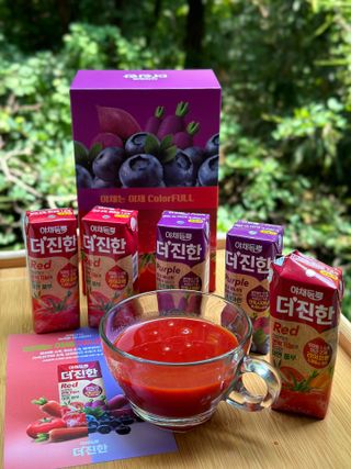 [롯데칠성] 야채듬뿍 더'진한 [롯데칠성] 야채는 이제 COLORFULL! 야채듬뿍  더 진한 레드 4개 +퍼플 4개 (총 8개) — 5점을 준 리뷰어가 2023년 6월 올린 사용 사진