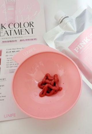 [유니프] 헤어 샤이니 핑크 컬러 트리트먼트 500g — 5점을 준 리뷰어가 2023년 11월 올린 사용 사진