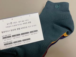 [사이즈가 있는 양말 필로이] 남/여 골지 발목 양말 4족 세트 남【S, M, L, XL】여【S, M, L】_컬러 랜덤 — 4점을 준 리뷰어가 2022년 6월 올린 사용 사진