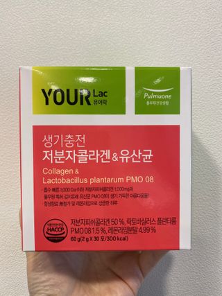[풀무원건강생활] 생기충전 저분자콜라겐유산균 30포 — 4점을 준 리뷰어가 2021년 1월 올린 사용 사진