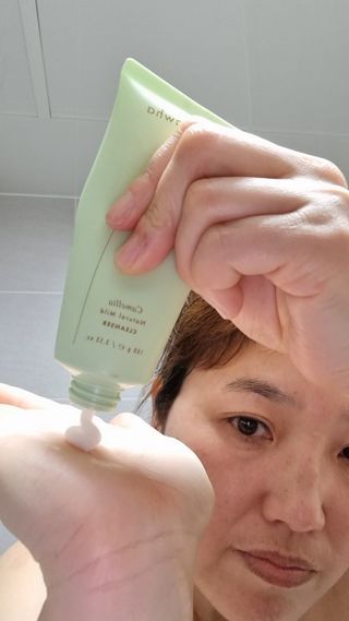 스킨큐어 산다화 울트라 젠틀 약산성 세안제 — 4점을 준 리뷰어가 2023년 3월 올린 사용 사진