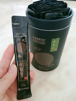 프리마인 자체 기업부설 연구소에서 찾아낸 건강한 수면의 비밀.  슬립토 플러스 30포 — 4점을 준 리뷰어가 2022년 9월 올린 사용 사진