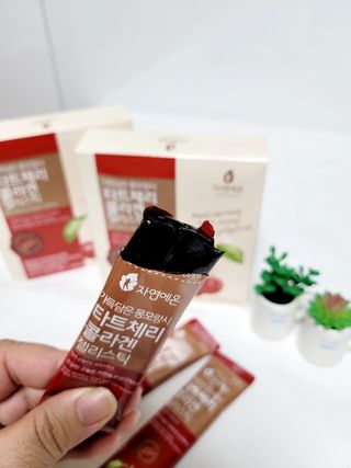 자연에온 가득담은 몽모랑시 타트체리 콜라겐 젤리스틱 — 5점을 준 리뷰어가 2021년 1월 올린 사용 사진