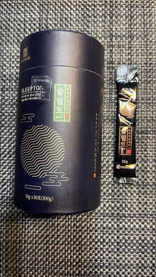 프리마인 자체 기업부설 연구소에서 찾아낸 건강한 수면의 비밀.  슬립토 플러스 30포 — 3점을 준 리뷰어가 2022년 6월 올린 사용 사진