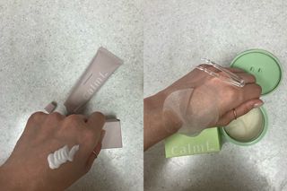 캄프 미스티 포레스트 퍼퓸드 핸드 크림, 향수 핸드 크림 ｜ 캄프 풋귤 플루이드 카밍패드 — 3점을 준 리뷰어가 2024년 6월 올린 사용 사진