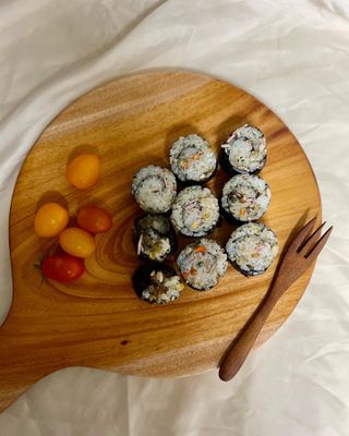 해풀잎 누구나 김밥*1ea [(혼합야채 35g *1ea,  김밥김 (5g, 5ea),  양념간장 (6g, 5ea), 참기름(5g, 2ea)] — 5점을 준 리뷰어가 2022년 8월 올린 사용 사진