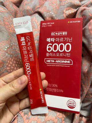 메타아르기닌 GC녹십자웰빙 메타 아르기닌 6000 플러스 오르니틴 — 4.5점을 준 리뷰어가 2022년 9월 올린 사용 사진