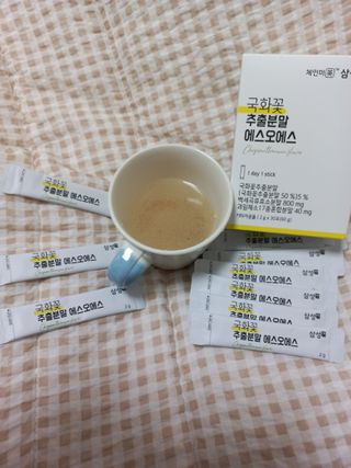 체인미 국화꽃 추출분말 에스오에스 곡류효소 과일채소 17종 혼합 분말 스틱 — 5점을 준 리뷰어가 2021년 10월 올린 사용 사진