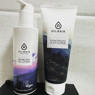 오일아리아 뉴트리 모이스처라이징 세사미 씨드 오일로션 & 데일리 디톡스 세사미 그라운즈 바디스크럽 — 5점을 준 리뷰어가 2023년 6월 올린 사용 사진
