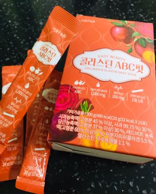 서울에프엔비 콜라스틴 3종 뷰티젤리스틱 45입 [ABC핏 15입 /  석류핏 15입 / 청스피루리나 15입] — 4.5점을 준 리뷰어가 2021년 9월 올린 사용 사진