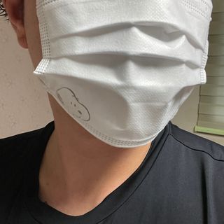 JHWORLD 스누피 마스크 정품 스누피 KF-AD 국내 비말차단 아동용 성인용 일회용 덴탈마스크 50매 — 5점을 준 리뷰어가 2021년 6월 올린 사용 사진