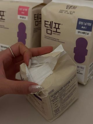 MF[템포 ] 템포 패드 내추럴순면 생리대 SET(중형 슬림 + 대형 + 라이너) — 5점을 준 리뷰어가 2024년 2월 올린 사용 사진