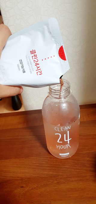 클린24시간 1BOX(5포) + 전용보틀(500ml) — 5점을 준 리뷰어가 2022년 8월 올린 사용 사진