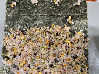 해풀잎 누구나 김밥*1ea [(혼합야채 35g *1ea,  김밥김 (5g, 5ea),  양념간장 (6g, 5ea), 참기름(5g, 2ea)] — 5점을 준 리뷰어가 2022년 10월 올린 사용 사진