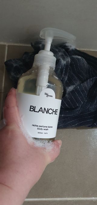 빅그린 니치 퍼퓸 바이옴바디워시 500ml(상탈, 블랙베리&베이, 블랑쉐 3종 중 택1) — 5점을 준 리뷰어가 2022년 8월 올린 사용 사진