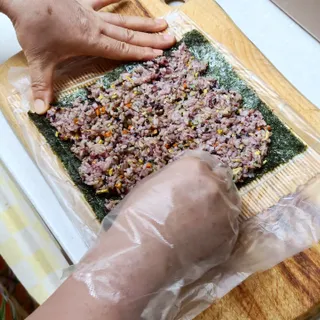 해풀잎 누구나 김밥*1ea [(혼합야채 35g *1ea,  김밥김 (5g, 5ea),  양념간장 (6g, 5ea), 참기름(5g, 2ea)] — 2점을 준 리뷰어가 2022년 7월 올린 사용 사진