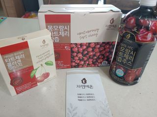 자연에온 몽모랑시 타트체리 3종 세트 구성 - 저분자콜라겐젤리, NFC 착즙주스 — 5점을 준 리뷰어가 2021년 7월 올린 사용 사진