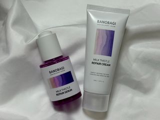 바노바기 코스메틱 바노바기 밀크 씨슬 리페어 세럼 30ml & 크림 50ml — 5점을 준 리뷰어가 2024년 6월 올린 사용 사진