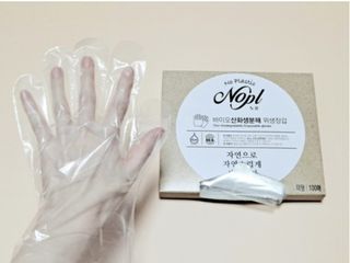 노플(NOPL) 노플 친환경 바이오 산화 생분해  항균 일회용 위생 비닐장갑 100매 + 지퍼백 소형, 대형 — 5점을 준 리뷰어가 2021년 10월 올린 사용 사진
