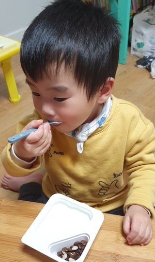 남양유업 또깍 접어 떠먹는 불가리스 2종 — 5점을 준 리뷰어가 2021년 1월 올린 사용 사진