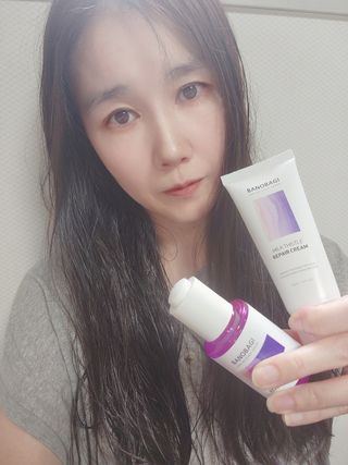바노바기 코스메틱 바노바기 밀크 씨슬 리페어 세럼 30ml & 크림 50ml — 5점을 준 리뷰어가 2024년 6월 올린 사용 사진