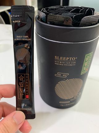 프리마인 자체 기업부설 연구소에서 찾아낸 건강한 수면의 비밀.  슬립토 플러스 30포 — 3.5점을 준 리뷰어가 2023년 5월 올린 사용 사진