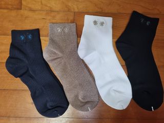 [사이즈가 있는 양말 필로이] 남/여 골지 발목 양말 4족 세트 남【S, M, L, XL】여【S, M, L】_컬러 랜덤 — 5점을 준 리뷰어가 2022년 6월 올린 사용 사진