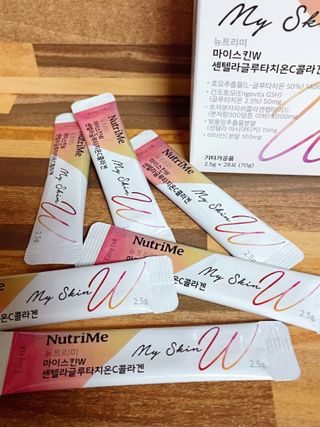 뉴트리미 마이스킨W 센텔라글루타치온C콜라겐 28포 — 4점을 준 리뷰어가 2023년 2월 올린 사용 사진