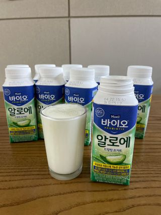 LIVE 매일바이오 알로에 드링킹 요거트 — 5점을 준 리뷰어가 2022년 4월 올린 사용 사진