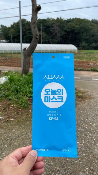 [심폐소생소] KF94 오늘의 마스크 대형 — 5점을 준 리뷰어가 2021년 10월 올린 사용 사진