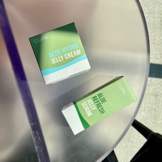 김정문알로에 큐어 큐어 알로에 리프레쉬 젤리 세럼, 큐어 알로에 하이드로 젤리 크림 — 4점을 준 리뷰어가 2021년 4월 올린 사용 사진