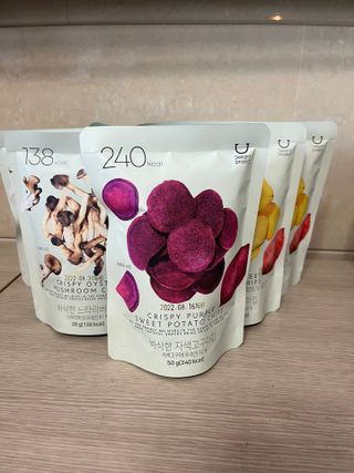 딜라이트 프로젝트 바삭한 원물칩 3종 고구마칩, 자색고구마칩, 느타리버섯칩 [총 6봉지] — 4.5점을 준 리뷰어가 2022년 3월 올린 사용 사진